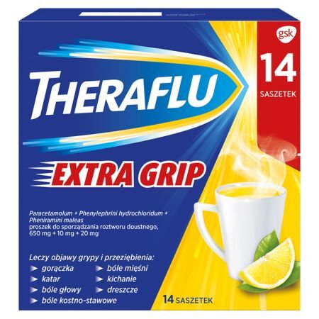 Theraflu Extra Grip lek na objawy przeziębienia i grypy, 14 saszetek