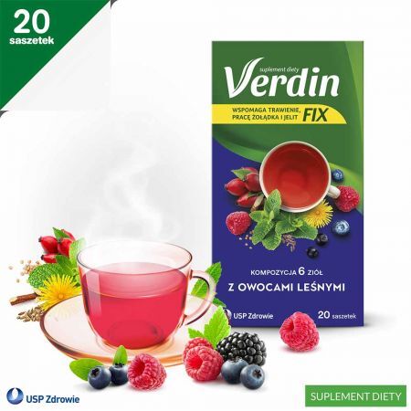Verdin Fix z owocami leśnymi Ziołowa herbatka z owocami, 20 saszetek
