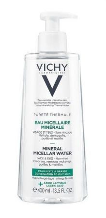 VICHY Pureté Thermale Mineralny płyn micelarny dla skóry mieszanej i tłustej, 400 ml