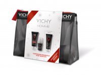 Vichy Zestaw Homme Kosmetyczka + Krem do twarzy Structure Force, 50 ml + Antyperspirant w kulce, 50 ml + Żel pod prysznic Hydra Mag C, 200 ml