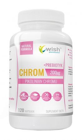 Wish Chrom Pikolinian Chromu 200 ug + Prebiotyk, 120 kapsułek