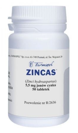 Zincas 5,5 mg jonów cynku, 50 tabletek
