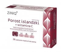 ZINIQ Porost islandzki + Witamina C smak wiśniowy, 36 pastylek do ssania
