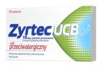 Zyrtec UCB 10 mg Tabletki na alergię, 10 tabletek